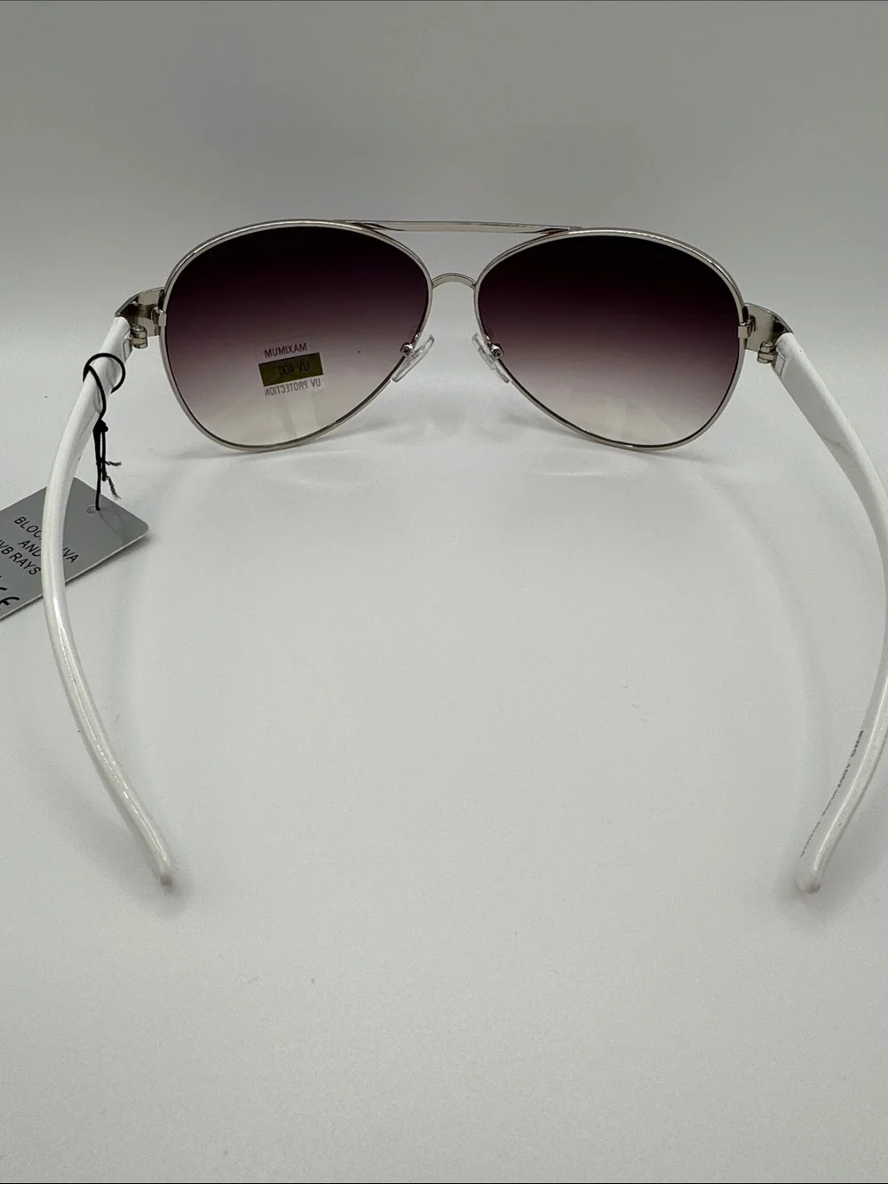 Silver Aviator Sunglasses with Purple Gradient Lenses